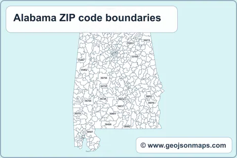 Preview of Alabama ZIP code boundaries map